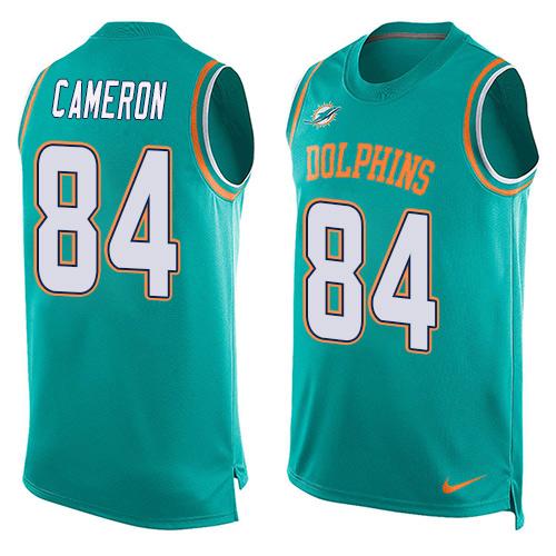  Dolphins #84 Jordan Cameron Aqua Green Team Color Men's Stitched NFL Limited Tank Top Jersey